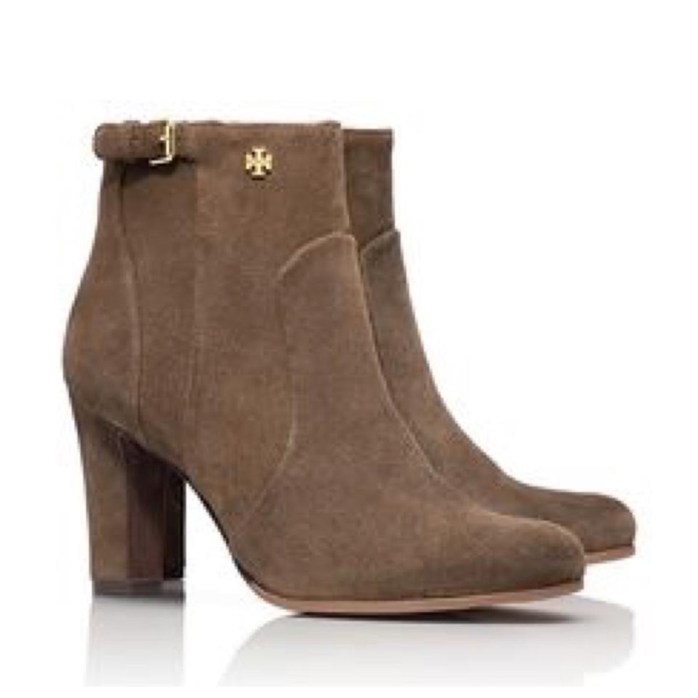 Tory Burch Brown Milan Suede Heeled Ankle Bootie